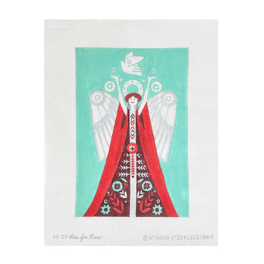 Love You More Amanda Stofflebotham Nordic Angel Needlepoint Canvas