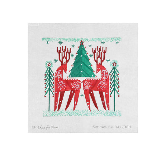 Love You More Amanda Stofflebotham Scandinavian Deer Needlepoint Canvas