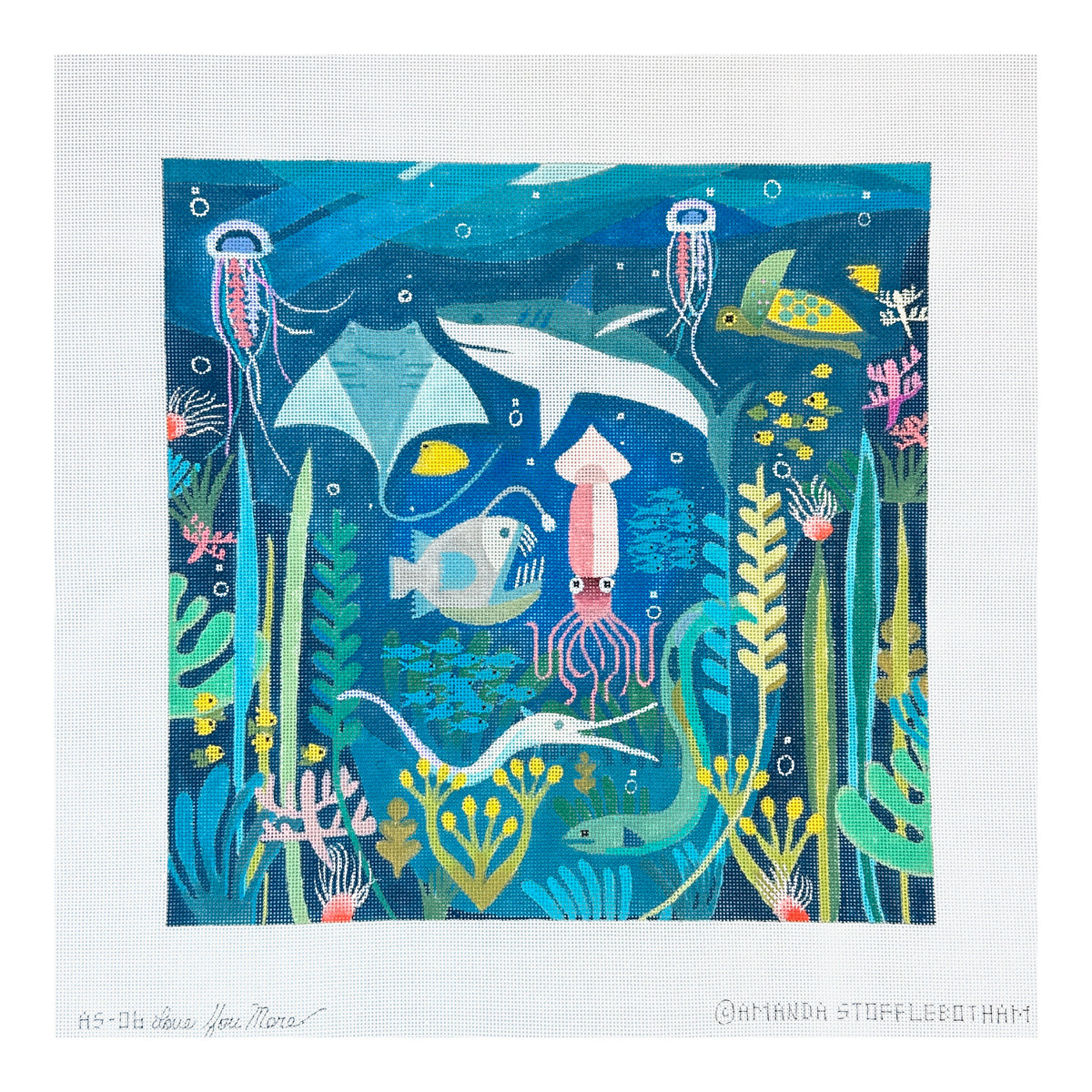 Love You More Amanda Stofflebotham Sea Creatures Needlepoint Canvas