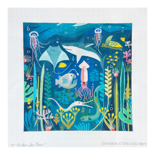 Love You More Amanda Stofflebotham Sea Creatures Needlepoint Canvas