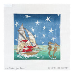 Love You More Charlene Audrey Santa's Seahorse Sleigh Needlepoint Canvas
