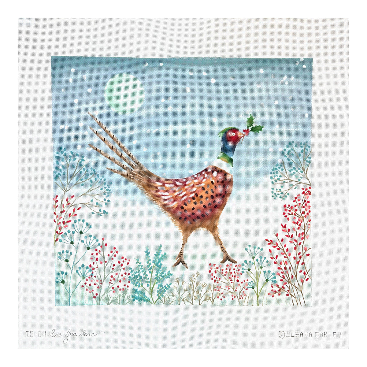 Love You More Ileana Oakley Winter Pheasant Needlepoint Canvas