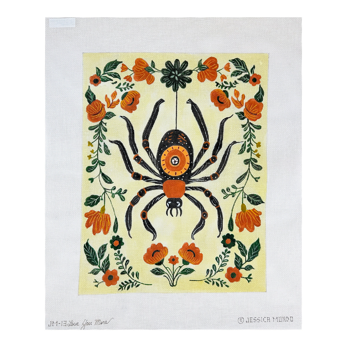 Love You More Jessica Mundo Halloween Spider Needlepoint Canvas