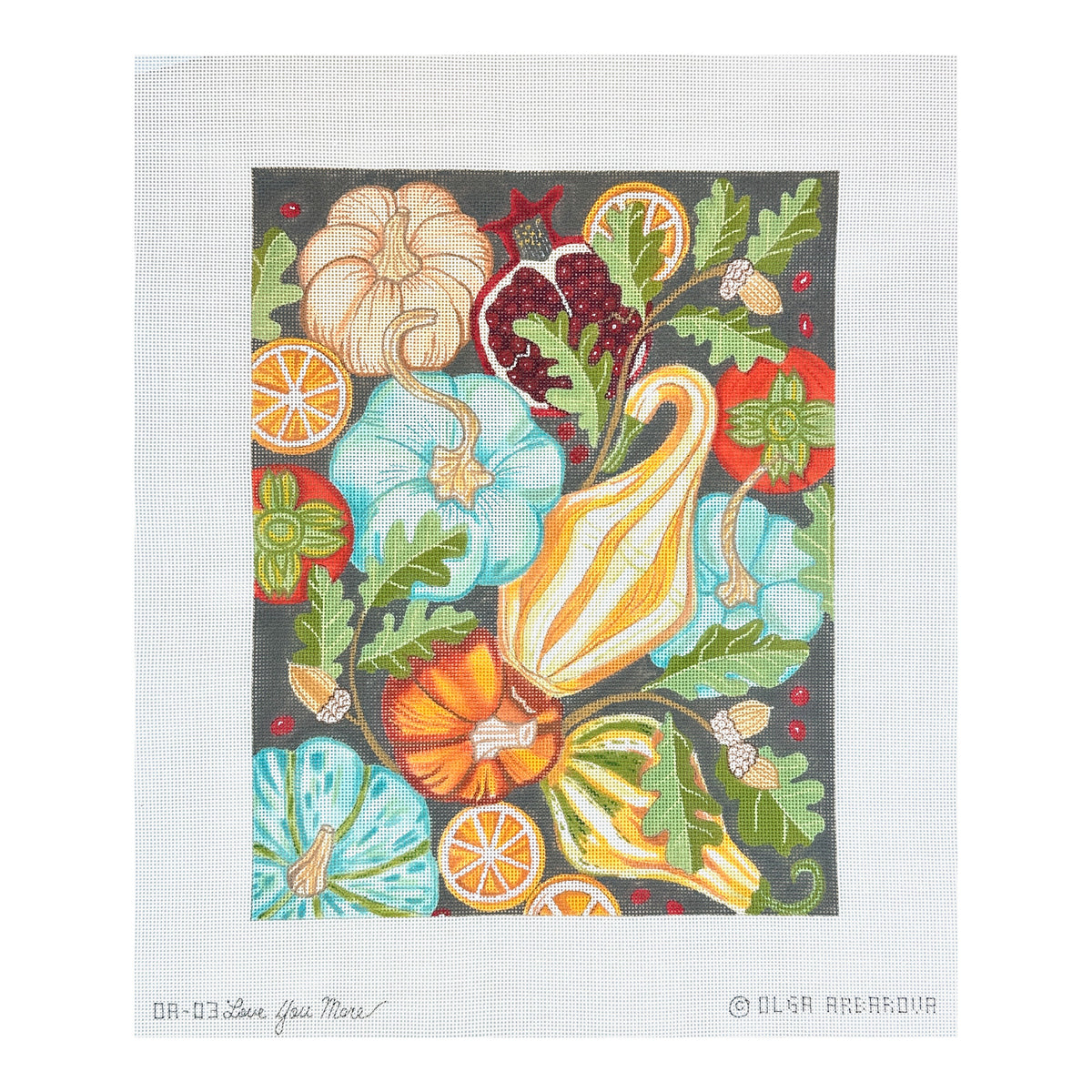 Love You More Olga Arbarova Squash and Pumpkins Needlepoint Canvas