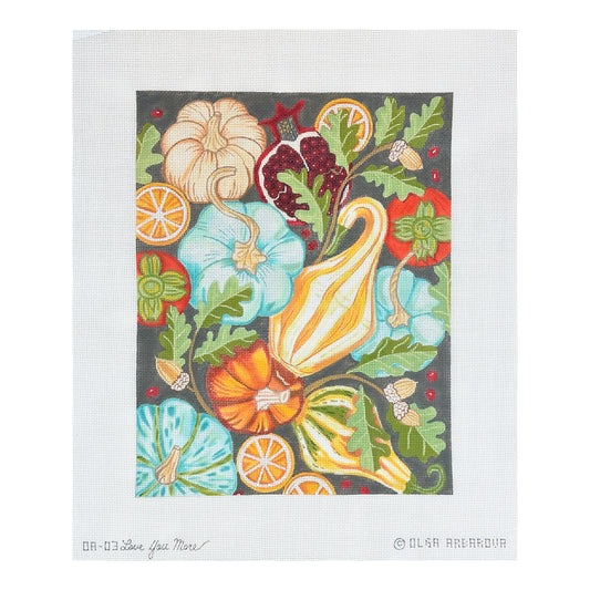 Love You More Olga Arbarova Squash and Pumpkins Needlepoint Canvas