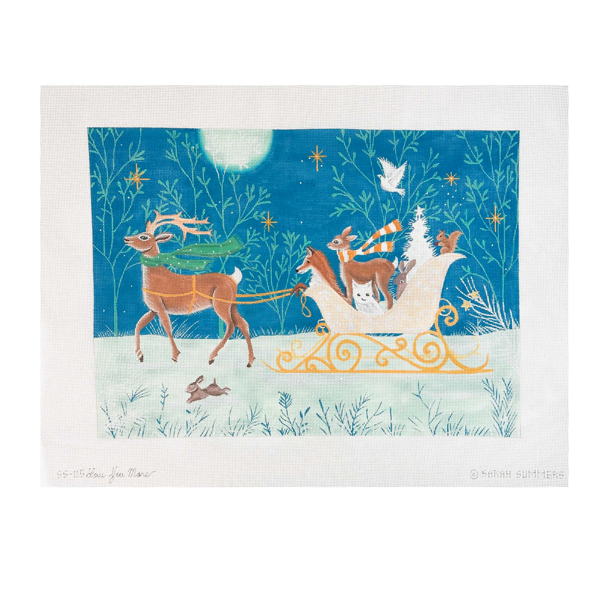 Love You More Sarah Summers Sleighride Needlepoint Canvas