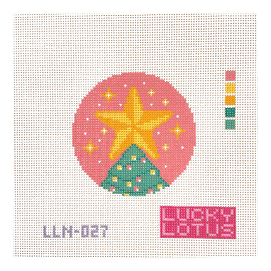 Lucky Lotus Christmas Tree Starlight Needlepoint Canvas