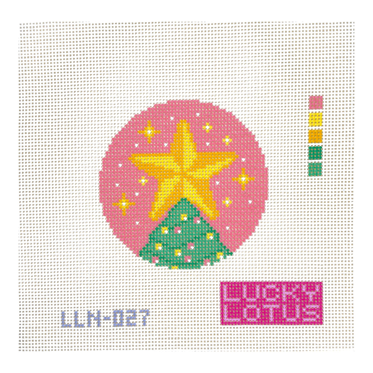 Lucky Lotus Christmas Tree Starlight Needlepoint Canvas