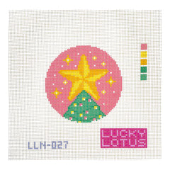 Lucky Lotus Christmas Tree Starlight Needlepoint Canvas