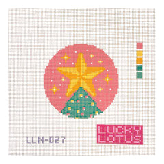 Lucky Lotus Christmas Tree Starlight Needlepoint Canvas