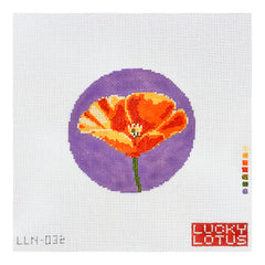 Lucky Lotus Needlepoint Flowers of the 50 States - California Poppy Needlepoint Canvas