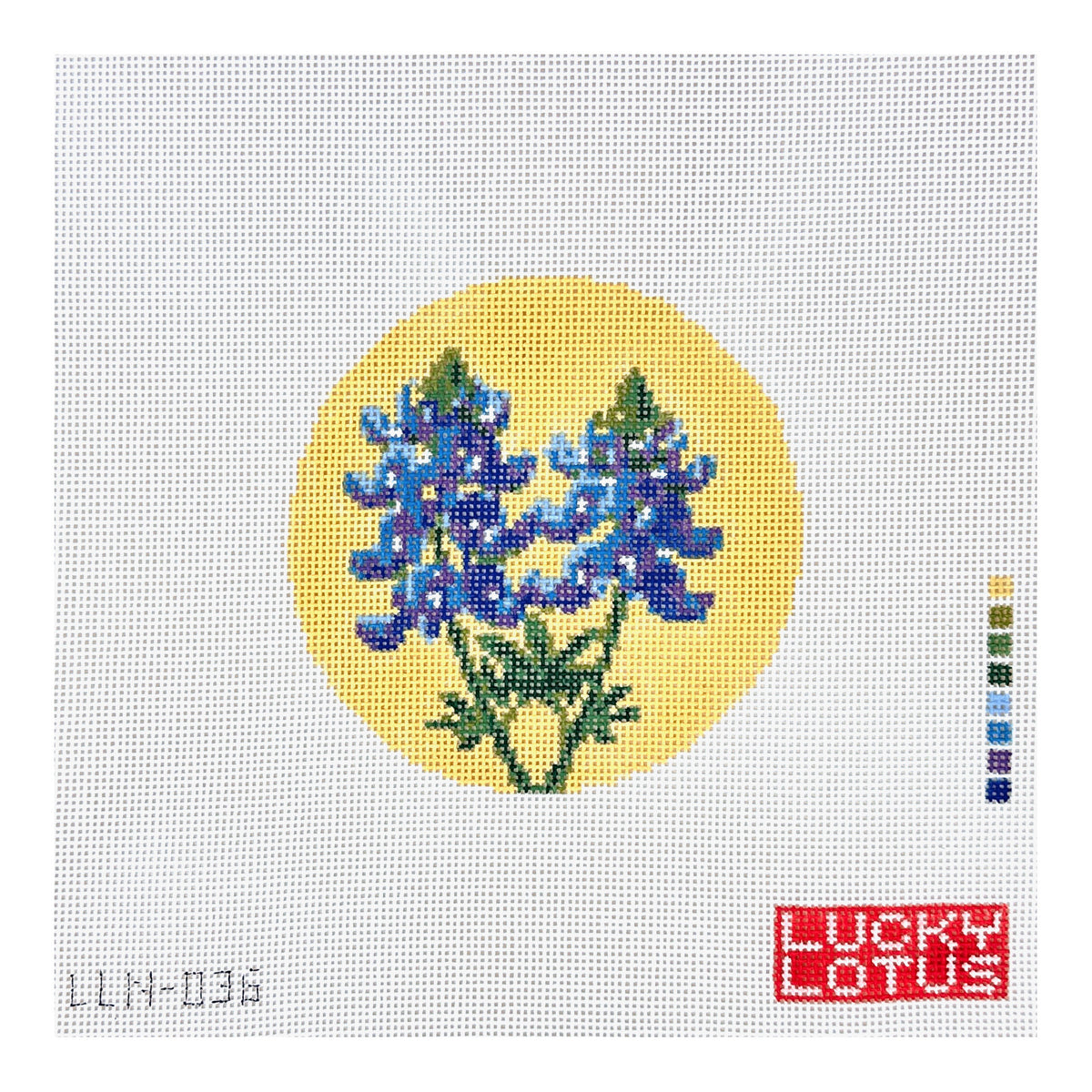 Lucky Lotus Needlepoint Flowers of the 50 States - Texas Bluebonnet Needlepoint Canvas