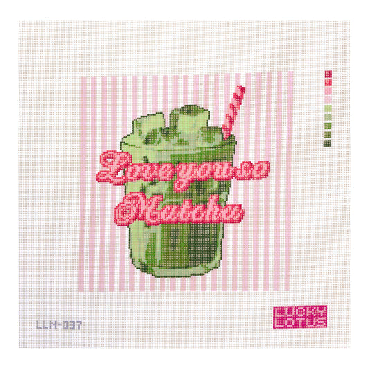 Lucky Lotus Needlepoint Love You So Matcha Needlepoint Canvas