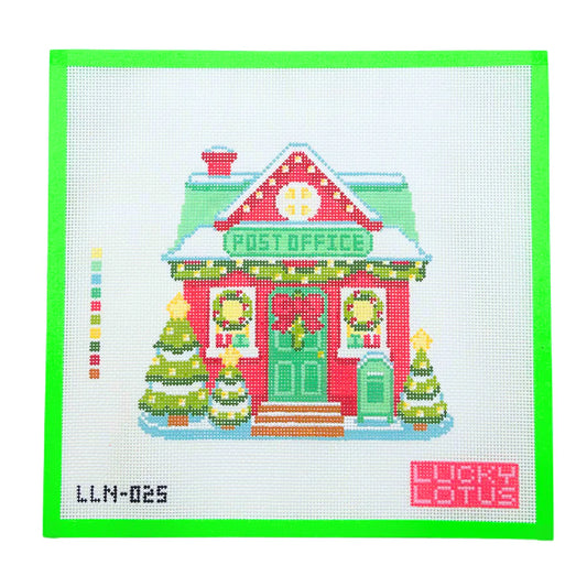 Lucky Lotus Needlepoint Christmas Village Post Office Needlepoint Canvas