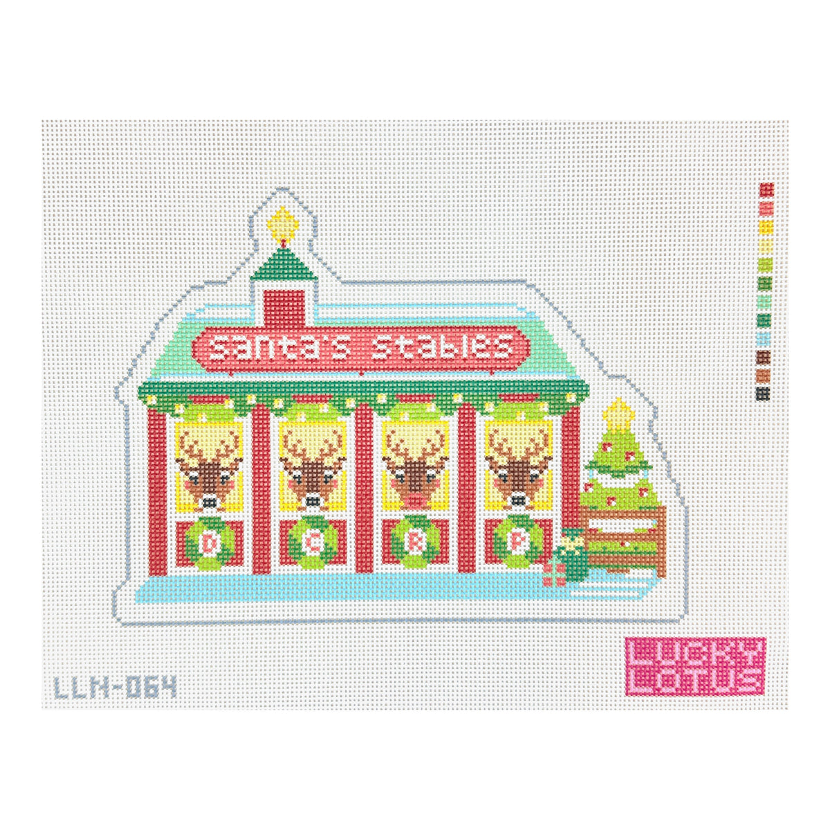 Lucky Lotus Needlepoint Christmas Village Santa's Stables Needlepoint Canvas