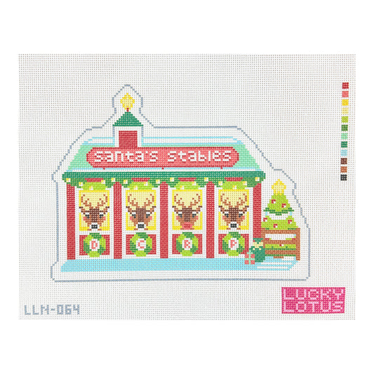 Lucky Lotus Needlepoint Christmas Village Santa's Stables Needlepoint Canvas