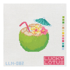 Lucky Lotus Needlepoint Green Coconut Drink Needlepoint Canvas