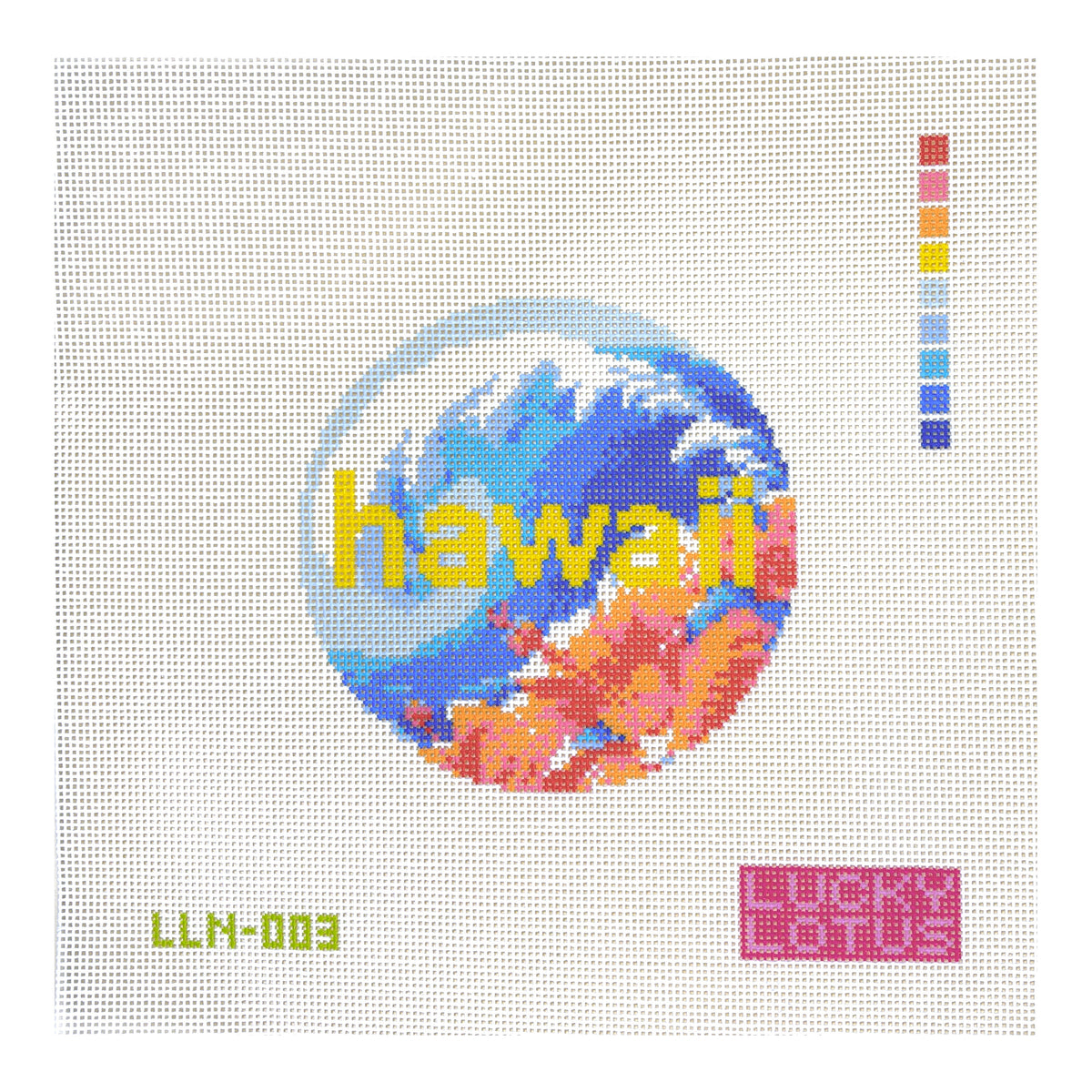 Lucky Lotus Needlepoint Hawaii Travel Round Needlepoint Canvas