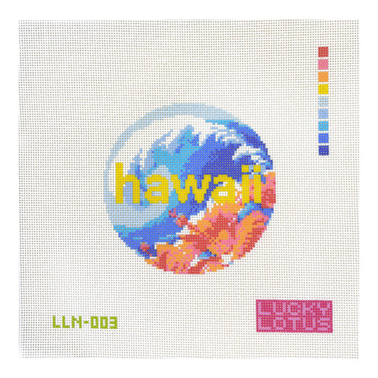 Lucky Lotus Needlepoint Hawaii Travel Round Needlepoint Canvas