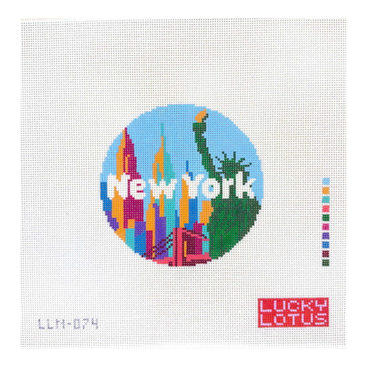 Lucky Lotus Needlepoint New York Travel Round Needlepoint Canvas