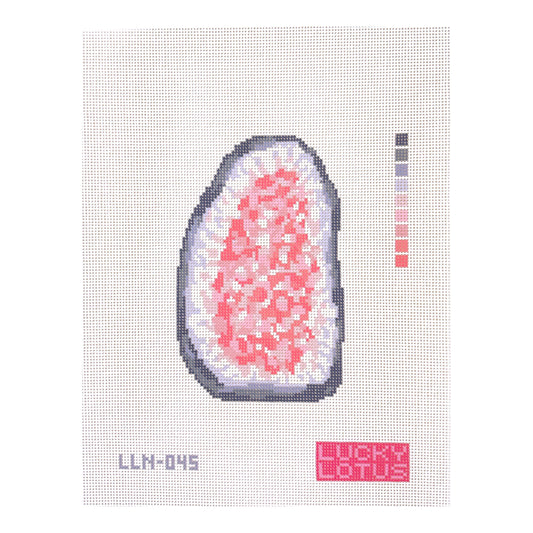 Lucky Lotus Needlepoint Rose Quartz Geode Needlepoint Canvas - Printed