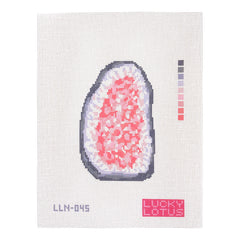Lucky Lotus Needlepoint Rose Quartz Geode Needlepoint Canvas - Printed