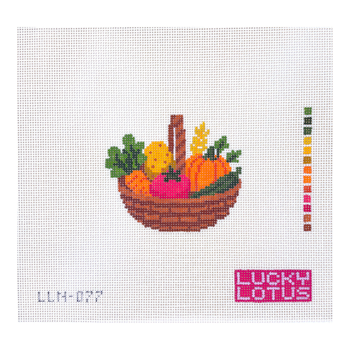 Lucky Lotus Needlepoint Veggie Basket Needlepoint Canvas