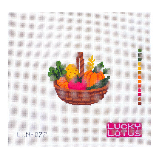 Lucky Lotus Needlepoint Veggie Basket Needlepoint Canvas