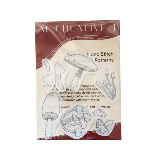 M Creative J Mushroom Peel Stick and Stitch Embroidery Patterns