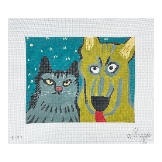 Maggie Co Anne Davis Cat and Dog Needlepoint Canvas