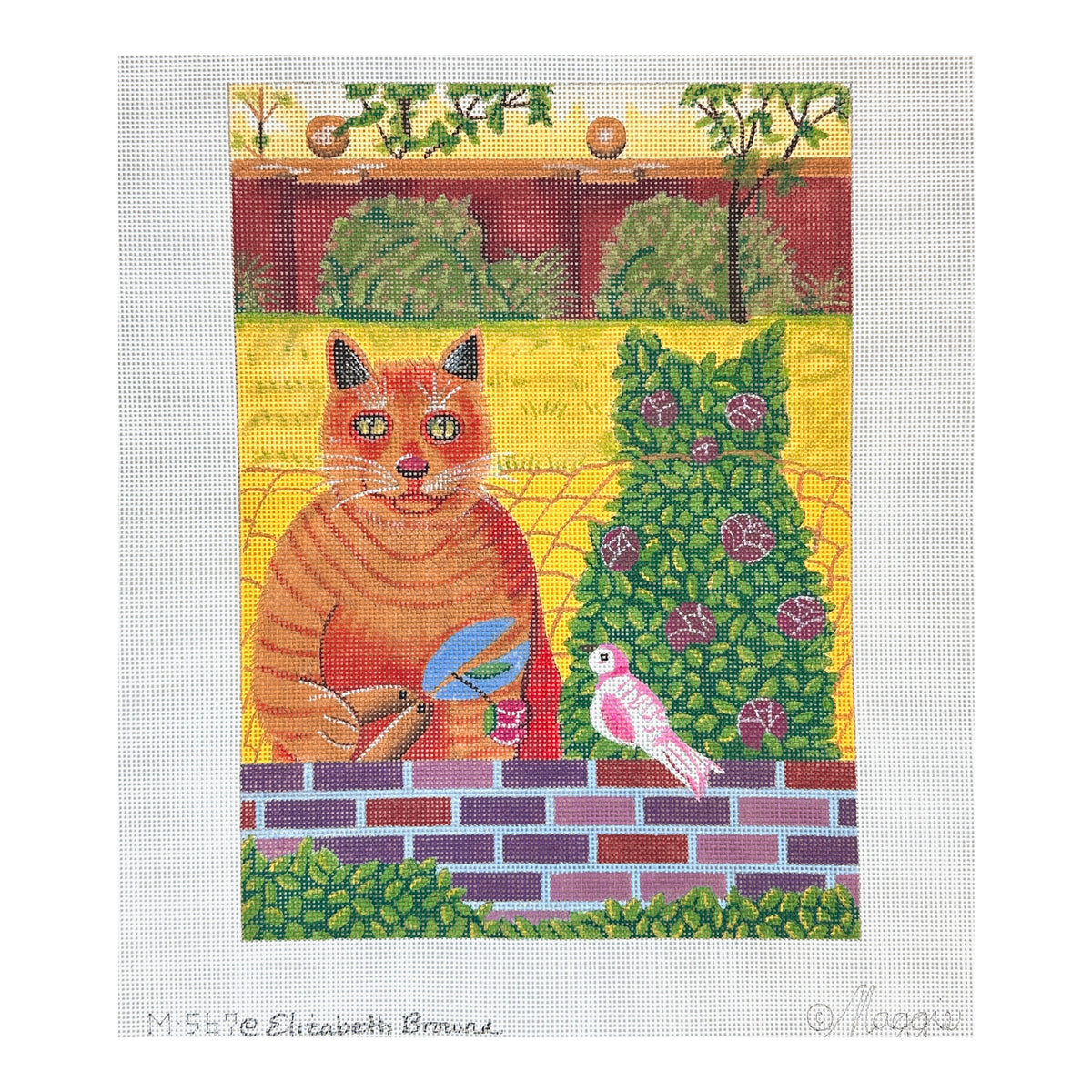 Maggie Co Elizabeth Brownd Hedge Cat Needlepoint Canvas