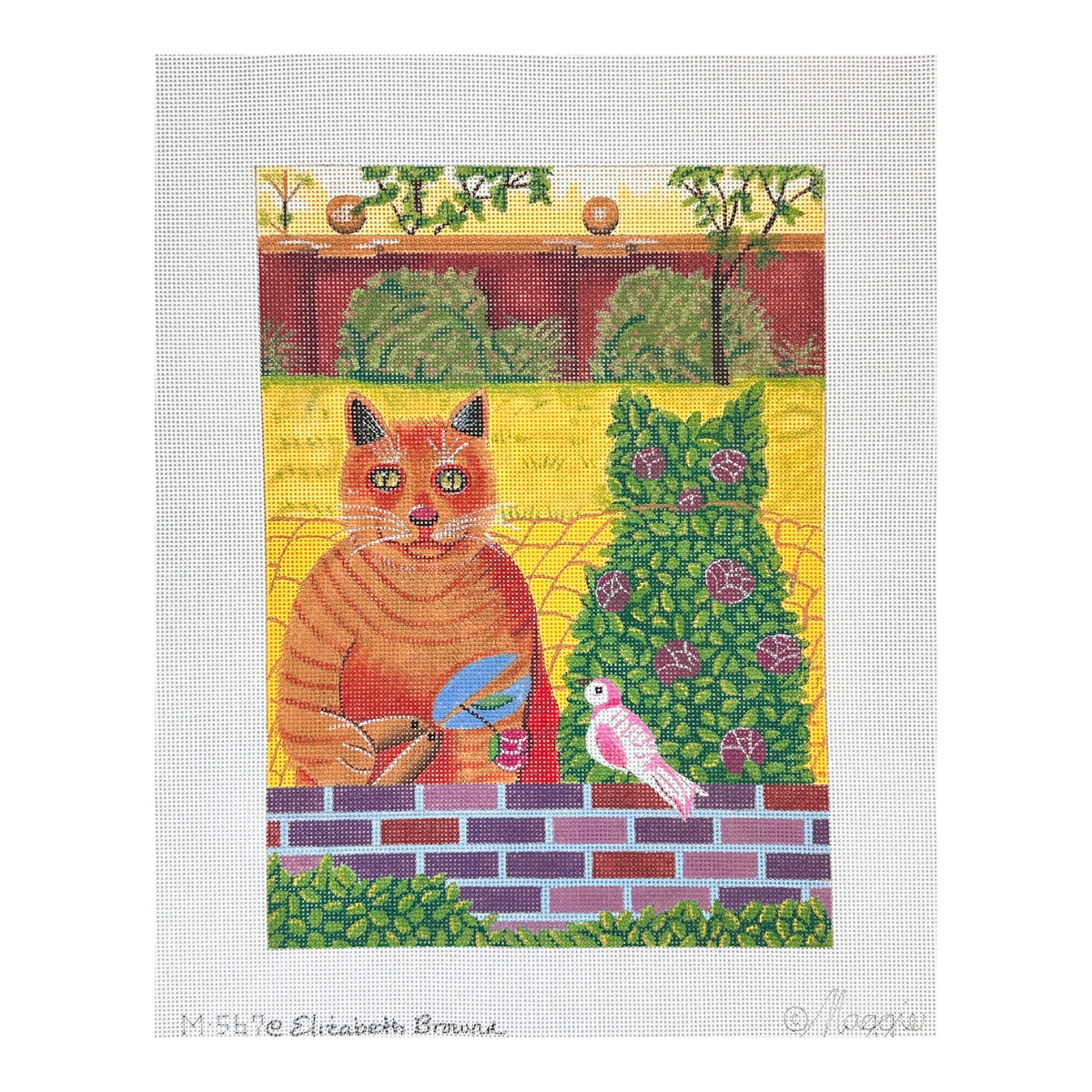 Maggie Co Elizabeth Brownd Hedge Cat Needlepoint Canvas