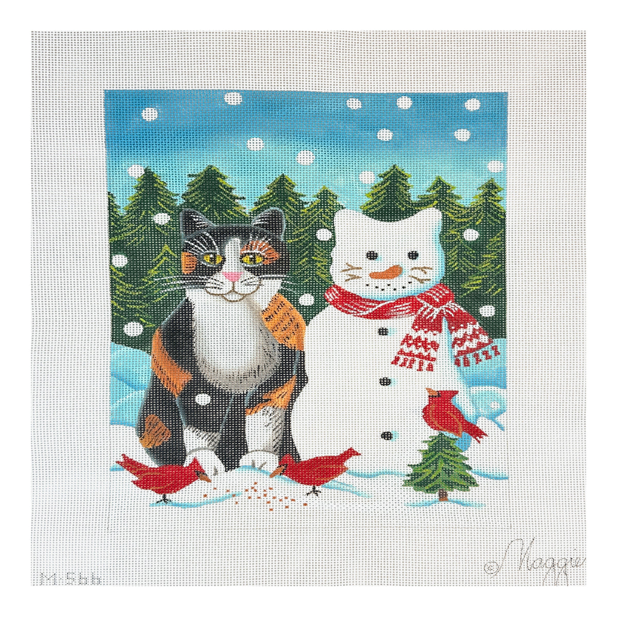 Maggie Co Elizabeth Brownd Snow Cat Needlepoint Canvas