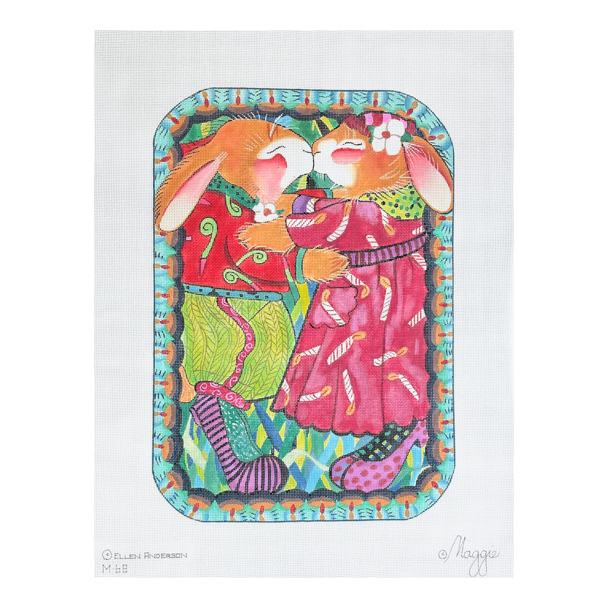 Maggie Co Ellen Anderson Honey Bunnies Needlepoint Canvas