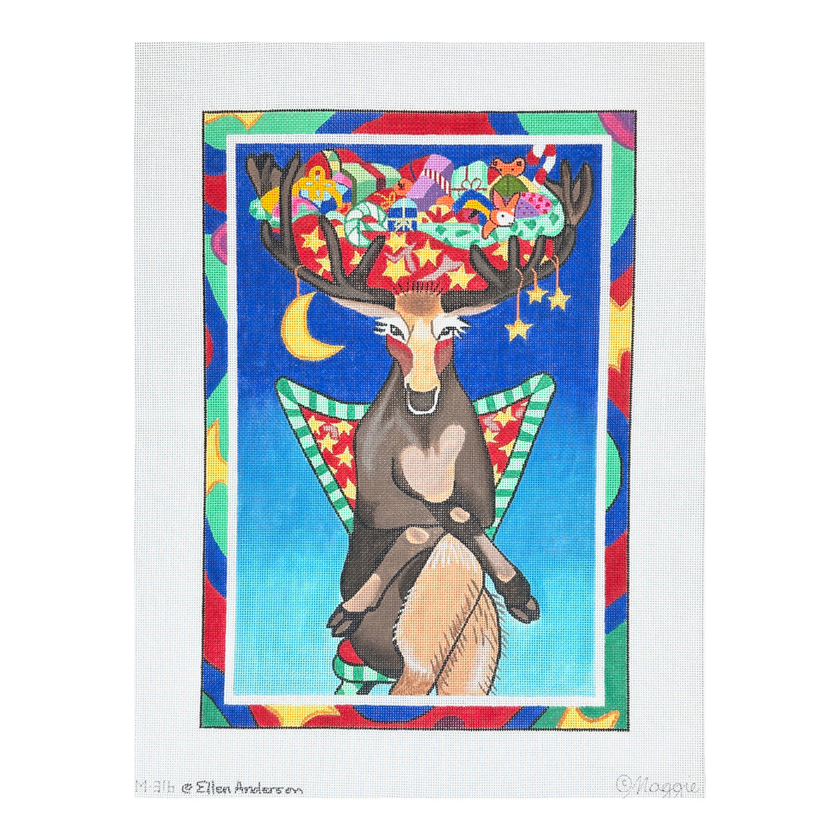 Maggie Co Ellen Anderson Reindeer Needlepoint Canvas