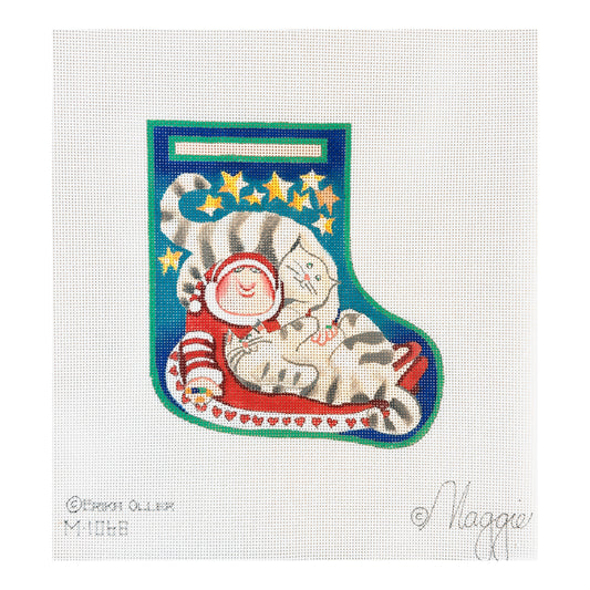 Maggie Co Erika Oller Christmas Pooch Cats Mini Stocking Needlepoint Canvas