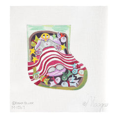 Maggie Co Erika Oller Dreaming Kitty Mini Stocking Needlepoint Canvas