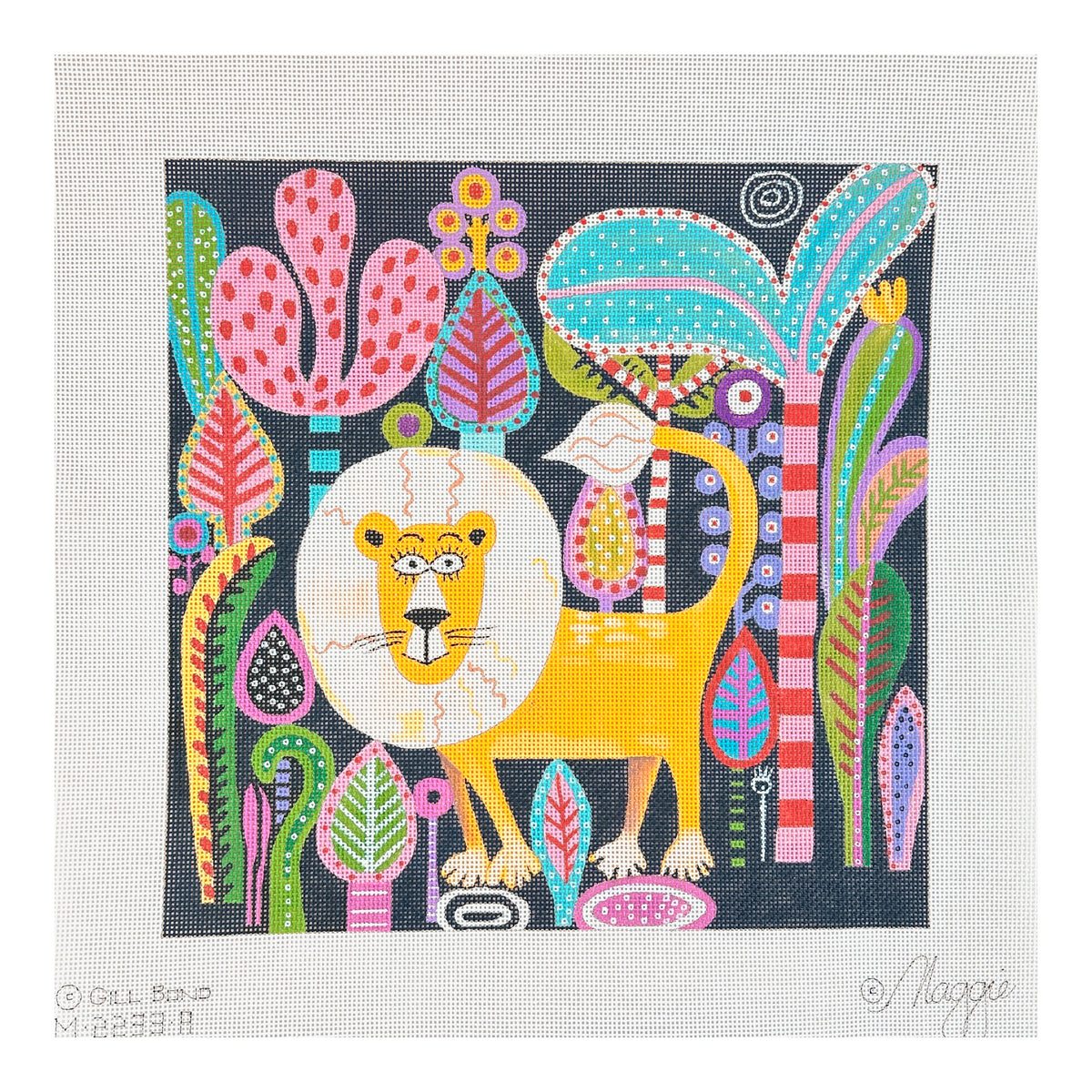 Maggie Co Gill Bond Large Surprised Lion Needlepoint Canvas