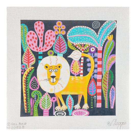 Maggie Co Gill Bond Large Surprised Lion Needlepoint Canvas