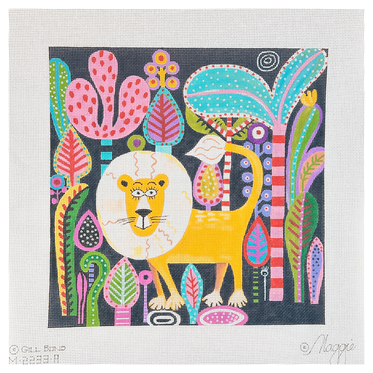 Maggie Co Gill Bond Surprised Lion Needlepoint Canvas