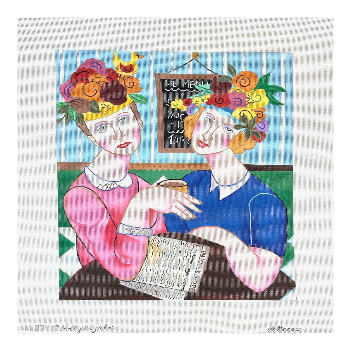 Maggie Co Holly Wojahn A Woman with Hats Needlepoint Canvas