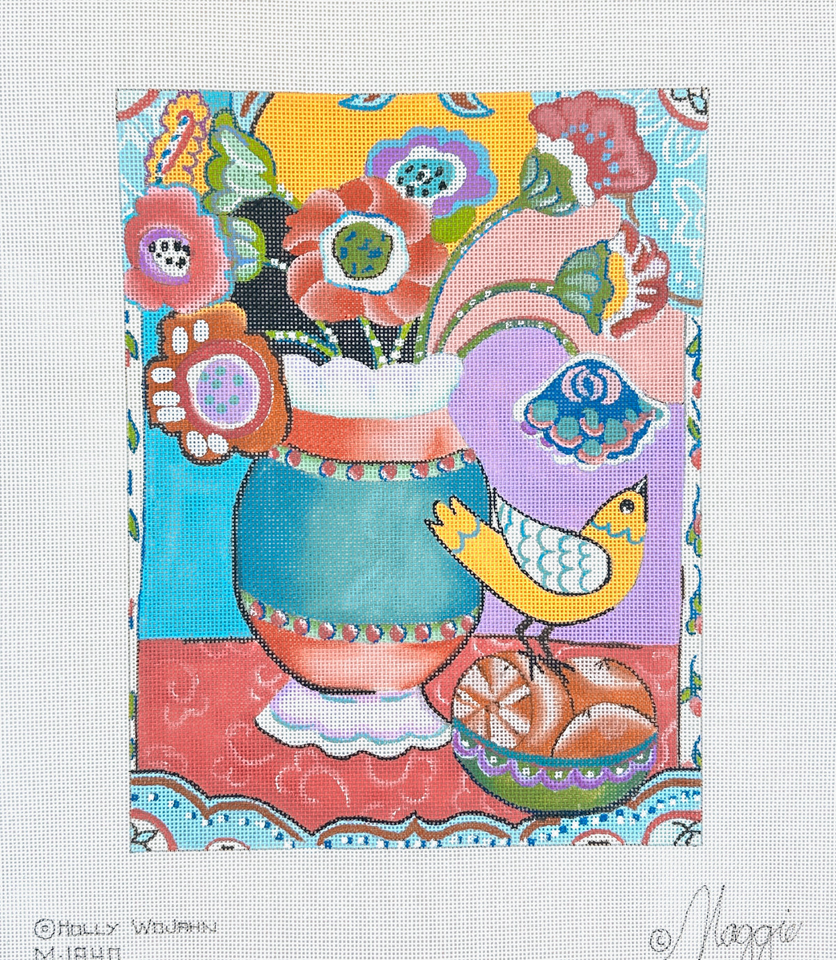 Maggie Co Holly Wojahn Holly's Flowers VI Needlepoint Canvas