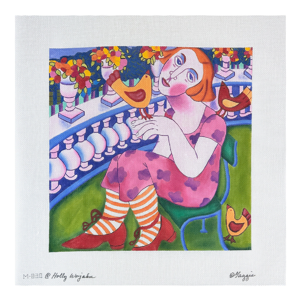 Maggie Co Holly Wojahn Out on the Terrace Needlepoint Canvas