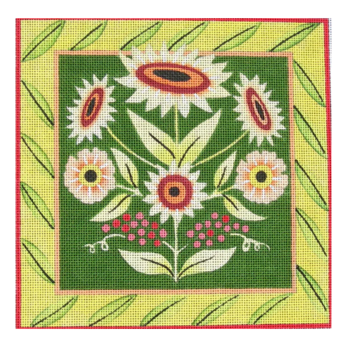 Maggie Co Jennifer Brinley Ruth Levison Designs Provence Floral Needlepoint Canvas - Green