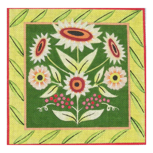 Maggie Co Jennifer Brinley Ruth Levison Designs Provence Floral Needlepoint Canvas - Green