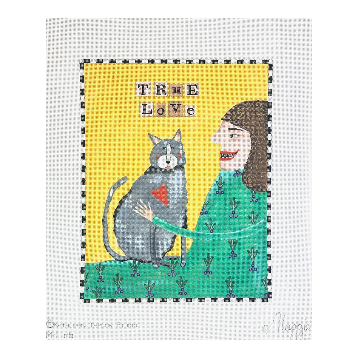 Maggie Co Kathleen Taylor Studio True Love Needlepoint Canvas - Cat