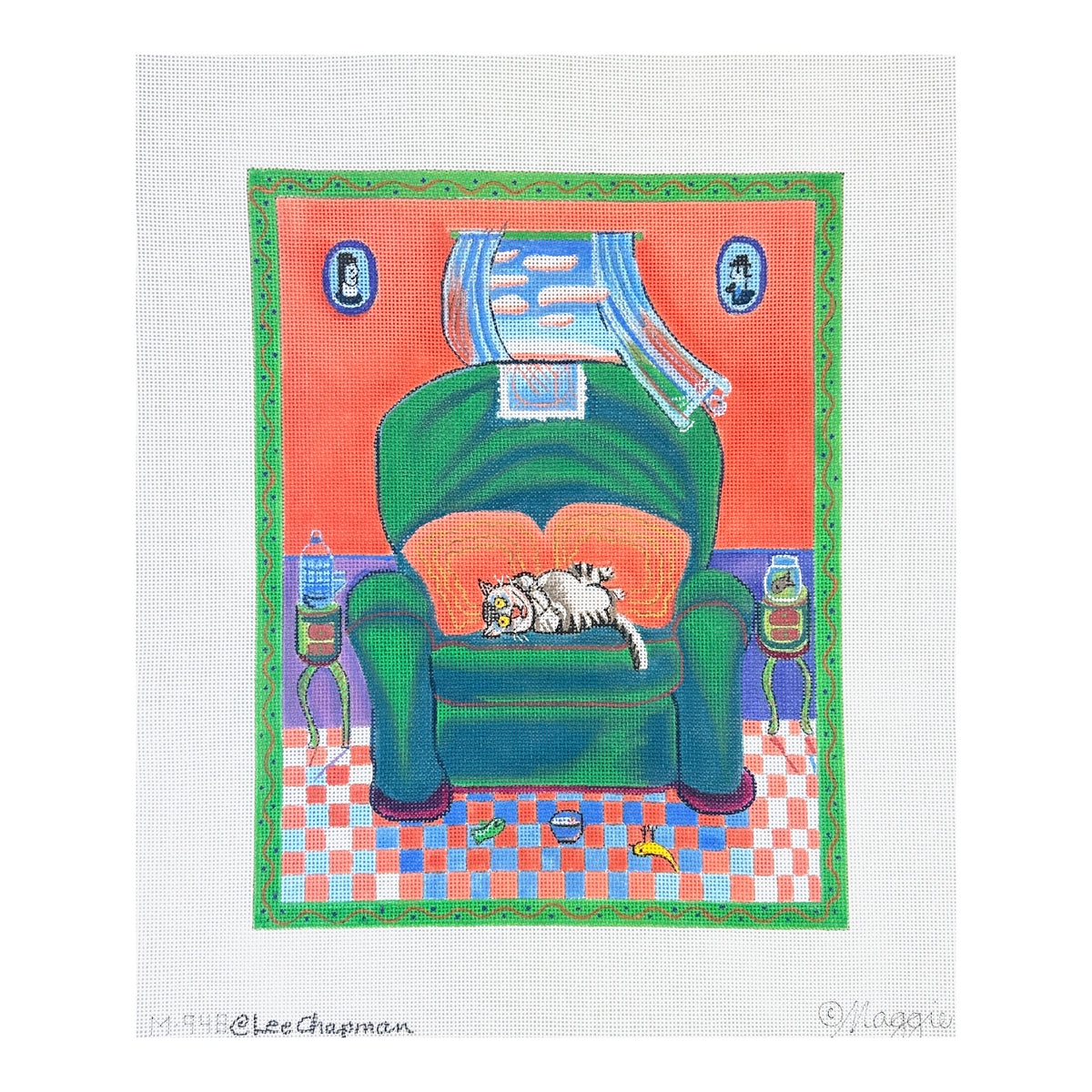 Maggie Co Lee Chapman Rollover Cat Needlepoint Canvas