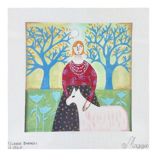 Maggie Co Leslie Barron Linda's Pearls Needlepoint Canvas