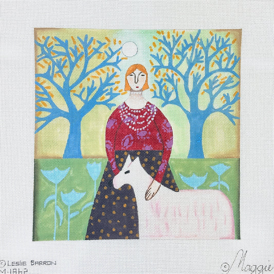 Maggie Co Leslie Barron Linda's Pearls Needlepoint Canvas