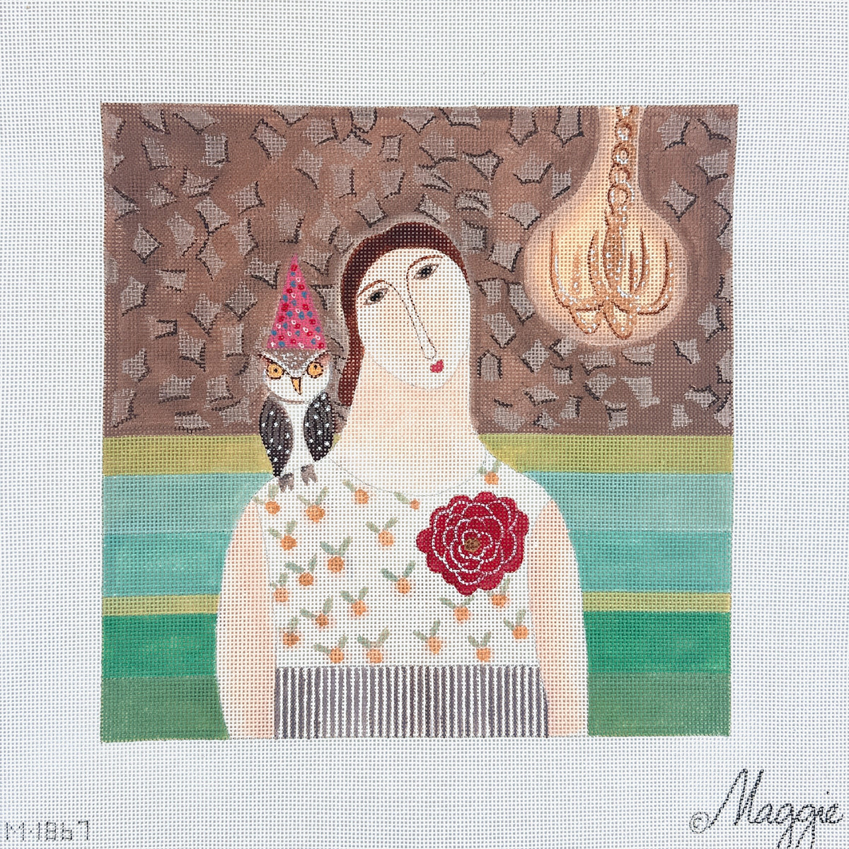 Maggie Co Leslie Barron Party Hat and Confetti Needlepoint Canvas